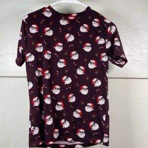 Boys Denim & Flower Santa Shirt Size 11/12‎ Short Sleeve All Over Print